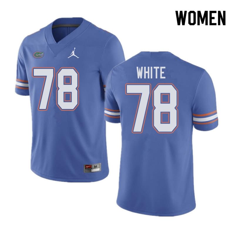 NCAA Florida Gators Ethan White Women's #78 Jordan Brand Blue Stitched Authentic College Football Jersey ZGB5864PB